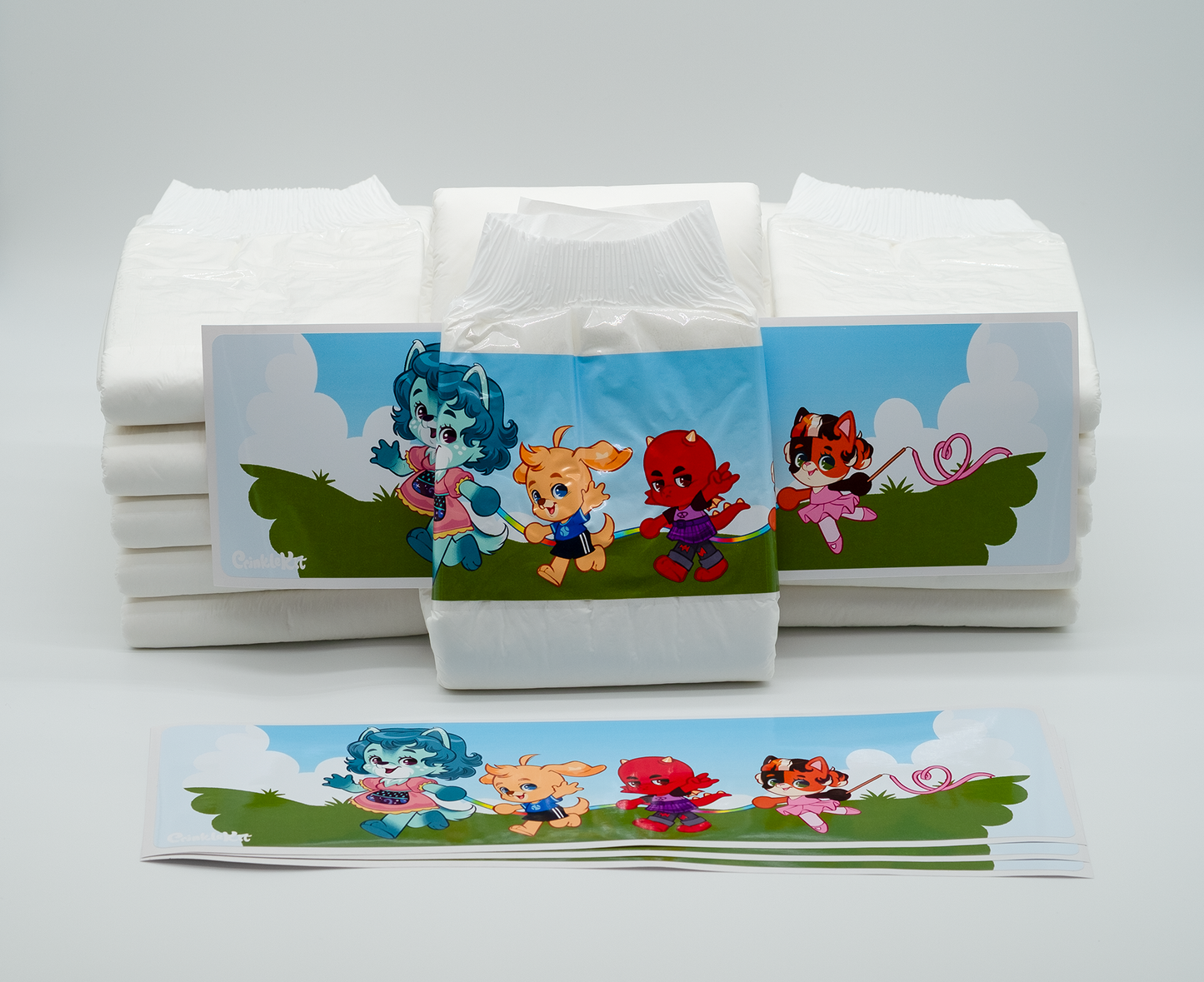 Crinkle Kit Friends Playdate Diaper Panel Sticker