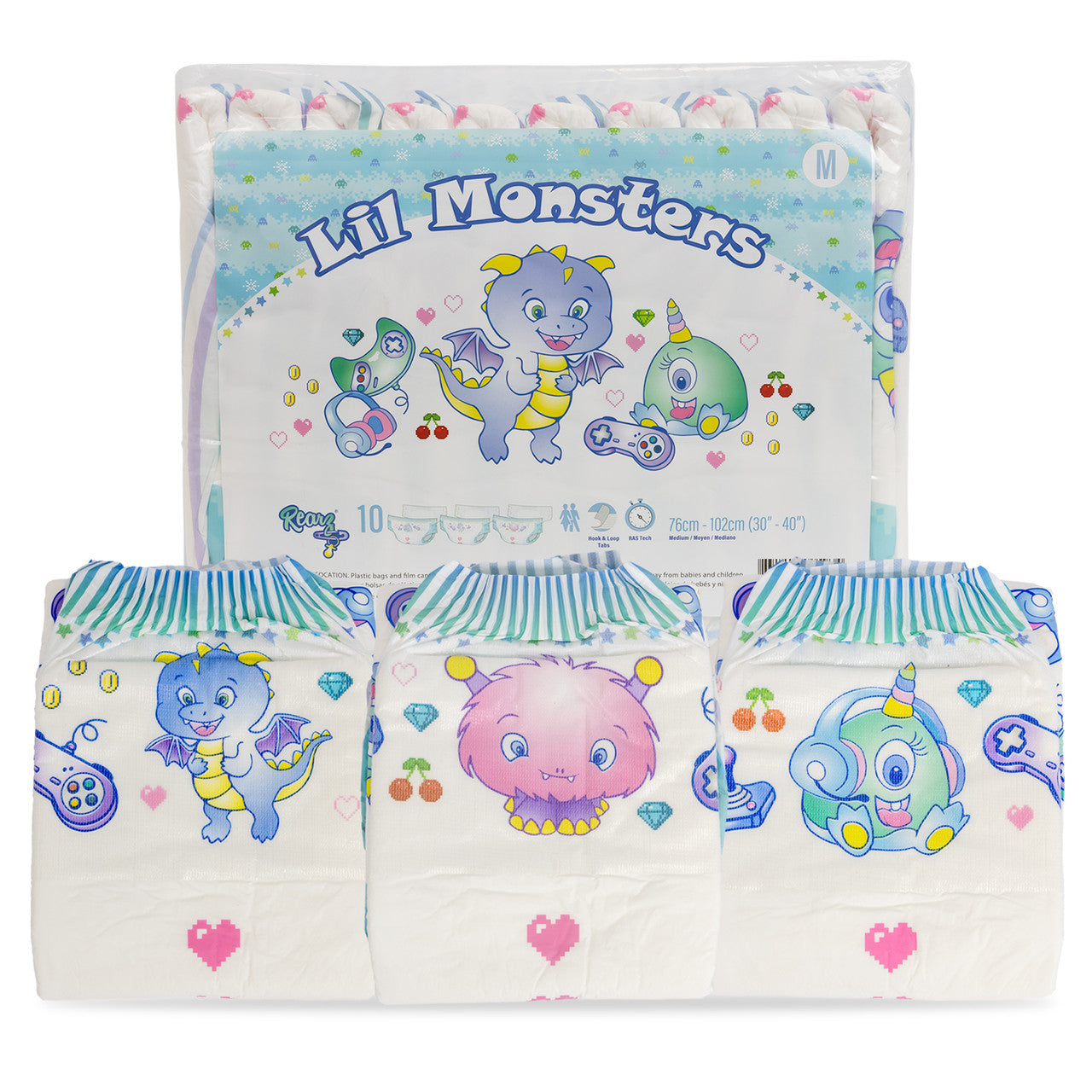 Rearz NEW Lil Monsters Gamer Adult Diapers