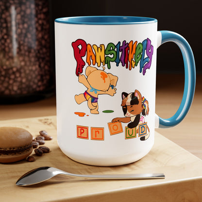 Pawsitively Proud, Two-Tone Coffee Mugs, 15oz