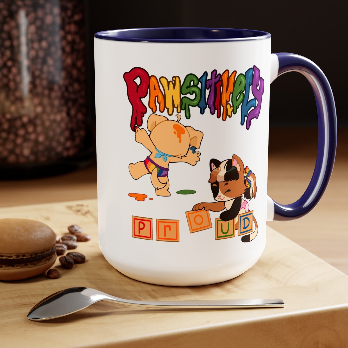 Pawsitively Proud, Two-Tone Coffee Mugs, 15oz