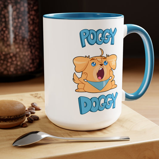 Poggy Doggy, Two-Tone Coffee Mugs, 15oz