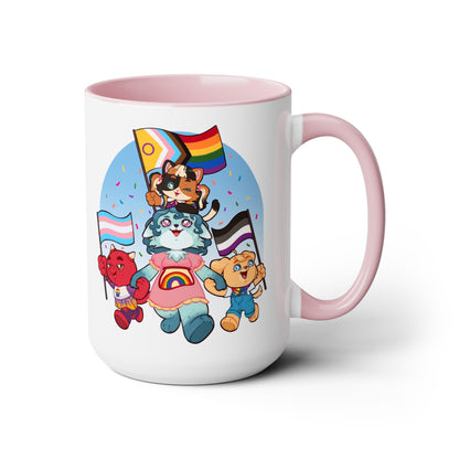 Pride Parade, Two-Tone Coffee Mugs, 15oz