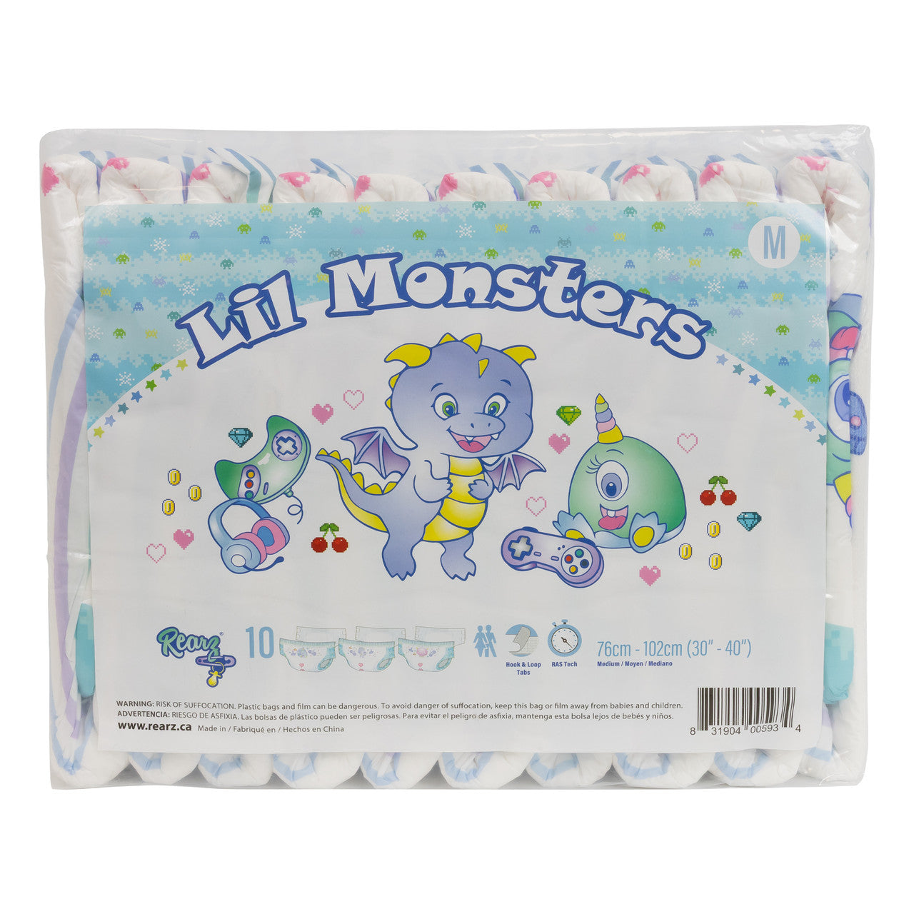 Rearz NEW Lil Monsters Gamer Adult Diapers