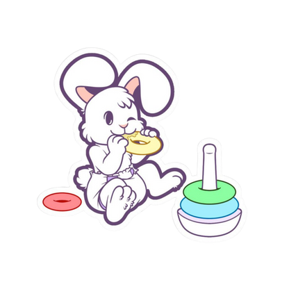 Lil Furs Vinyl Stickers | Bunny wearing diaper eating ring set | Babyfur | CrinkleKit